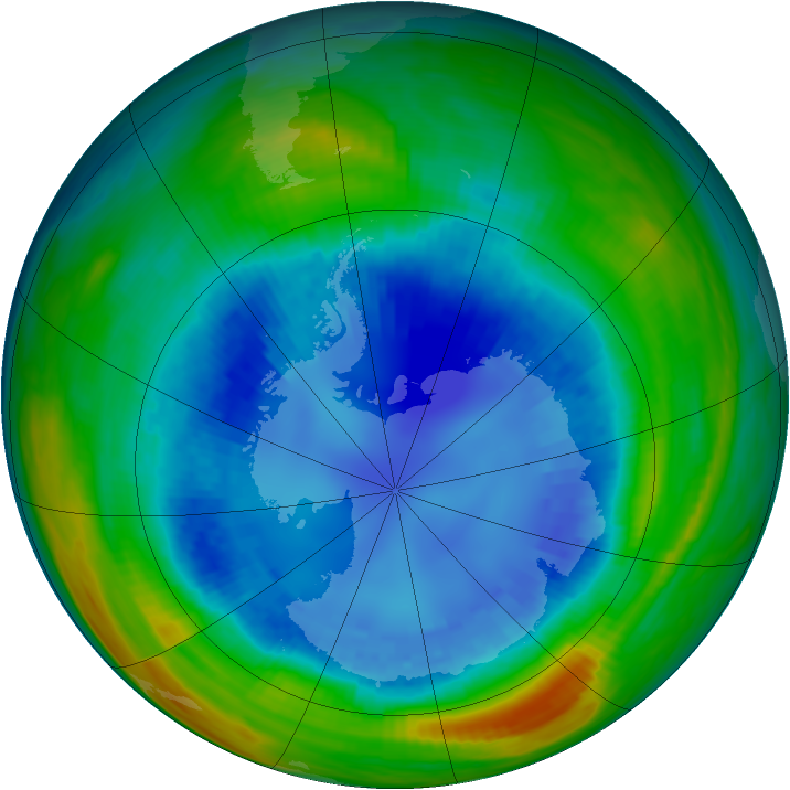 Antarctic ozone map for 26 August 1990